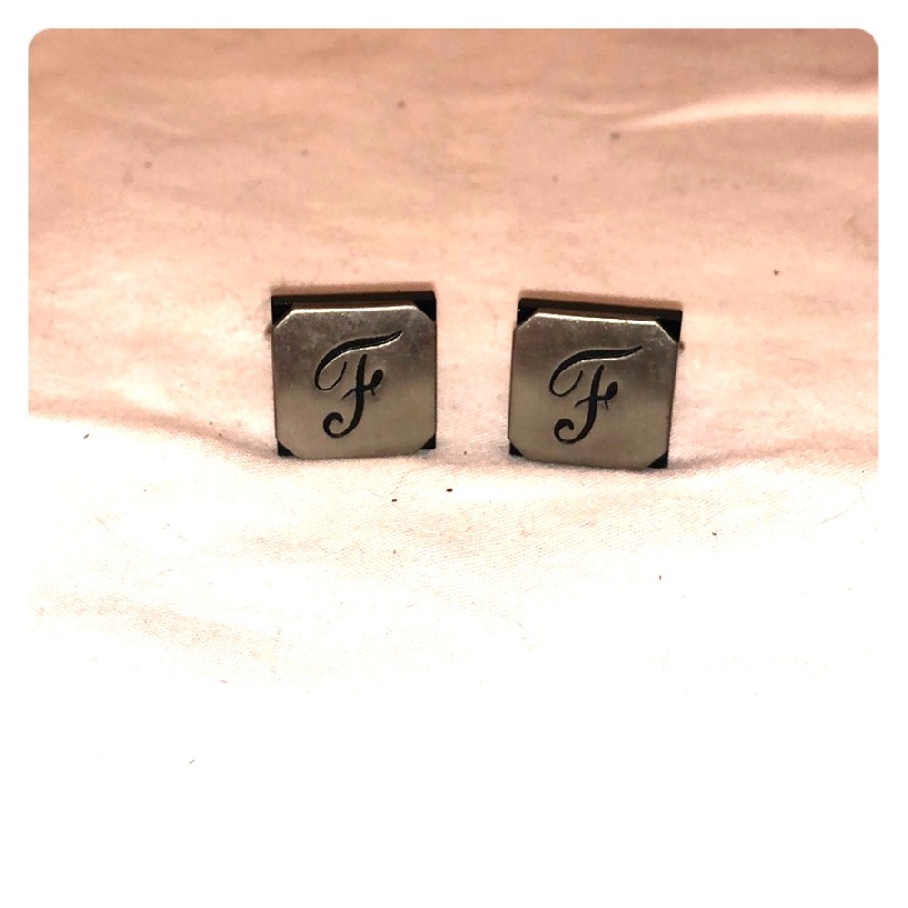Vintage Men’s “F” Initial Metal Cufflinks